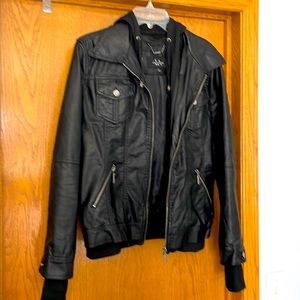 LA Coalition leather jacket/hoodie combo